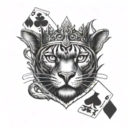 King Spade Card Panther Face