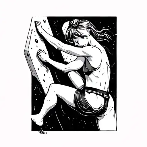 Bouldering Women One Line Abstract