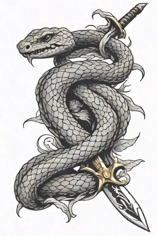 Snake Wrapped Around Sword