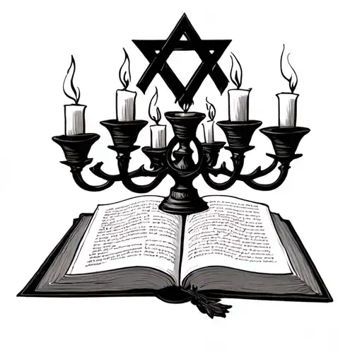 Two Candelabras Burning Over A Jewish Book Open