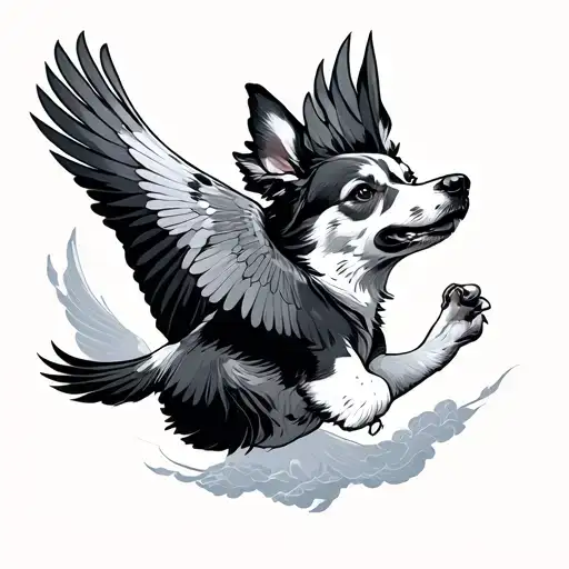 Dog Catching Bird Flying In The Sky