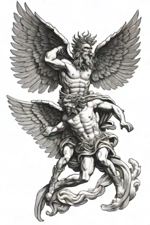 Zeus And Icarus Falling From The Sky