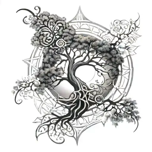 Ornate Sacred Geometry Tree Of Life