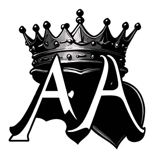 Simple King Crown With Letter A Below It And A Heart Below The Letter A