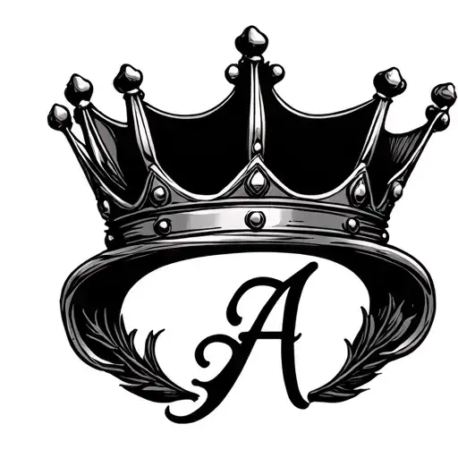 Simple King Crown With Letter A Below It