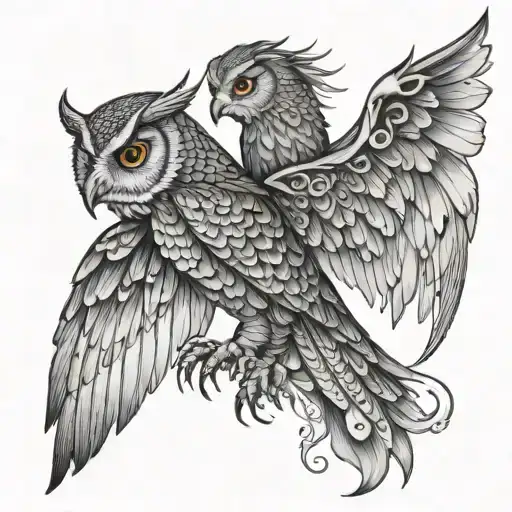 Owl Wings With Oroborus Dragon