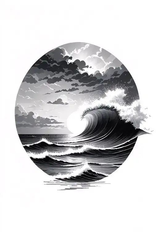 Sunrise And Ocean Waves