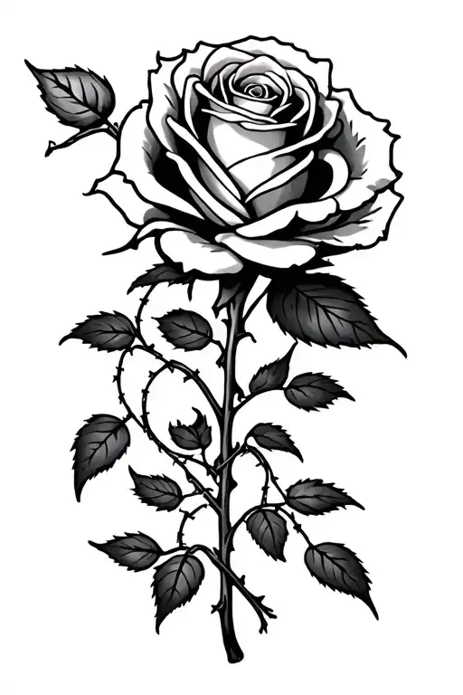 Rose With Vines And Barb Wire