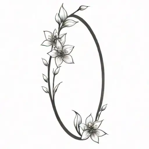 Stem With Flowers Petals And Blossom