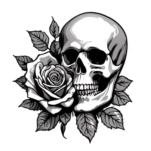 Skull And Roses Intertwined