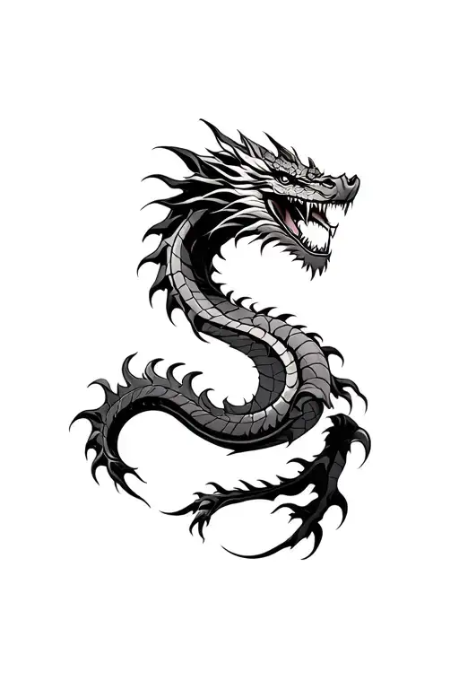 Dragon Tattoo Design Combining Elements