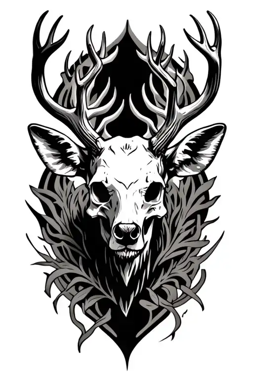 Skull Of Deer Head Surrounded