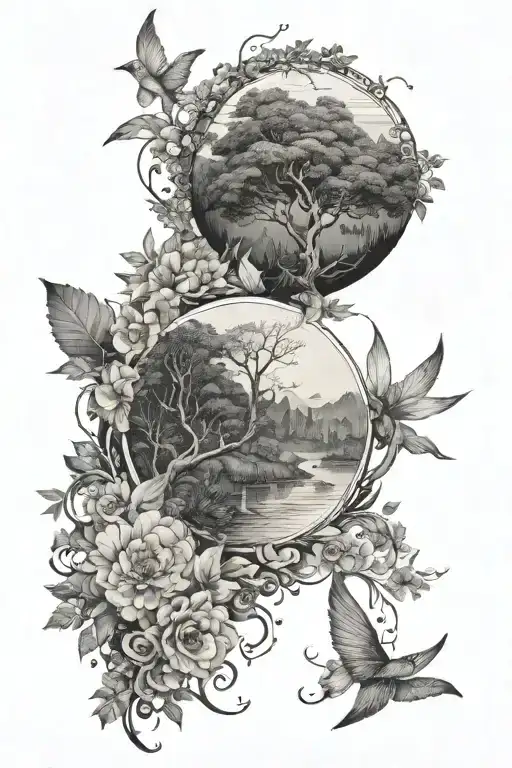 Circle Shaded With Nature Back Ground Lower Half Sleeves