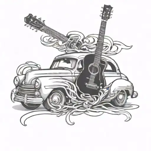 Car And Guitar Intertwined