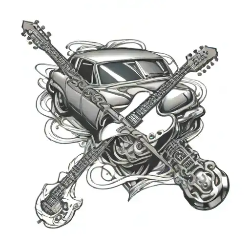 Car And Guitar Intertwined