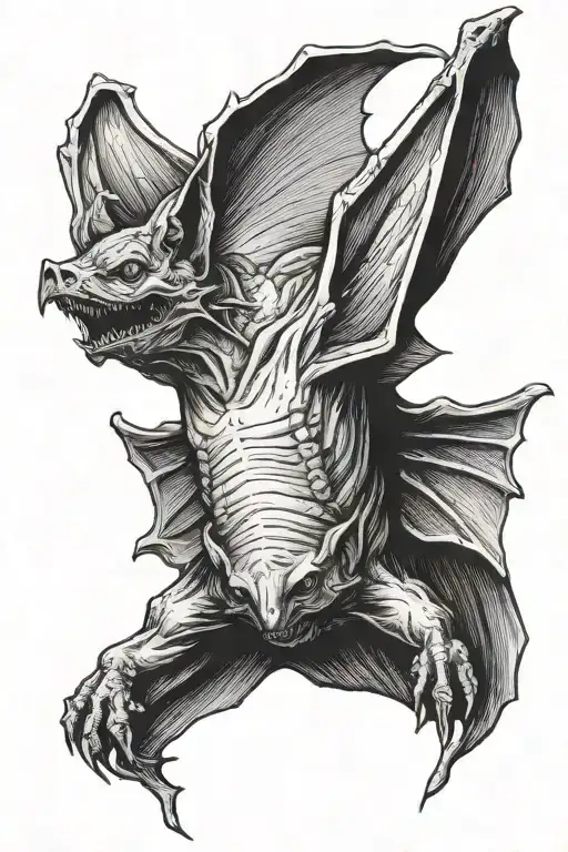 Suspended Vampire Bat Hanging Upside