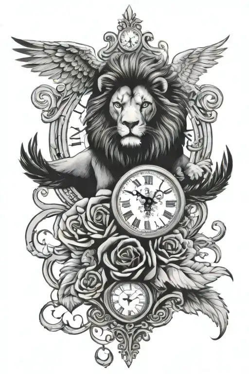 Roses Lion Clock Eagle Soaring