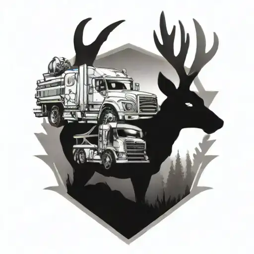 Deer And Semi Truck Dad