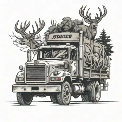Deer Buck Hunting Dad Semi Truck