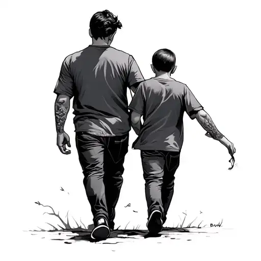 Father And Son Walking