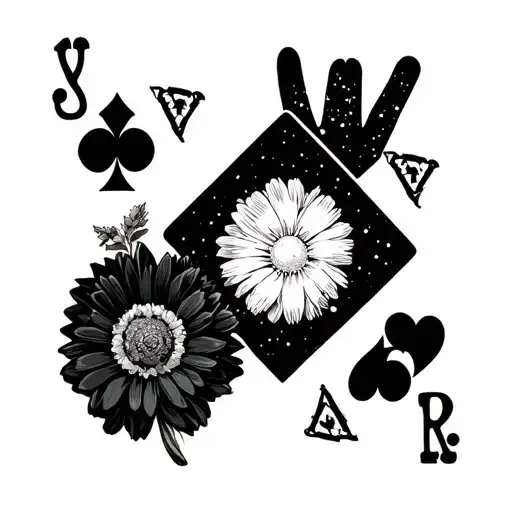 A Joker Card With Marigold And Cosmos In It And A Live Long And Prosper Sign And Spongebob Flower