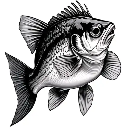 A Scene In Black And White That Depicts A Yellow Perch Underwater