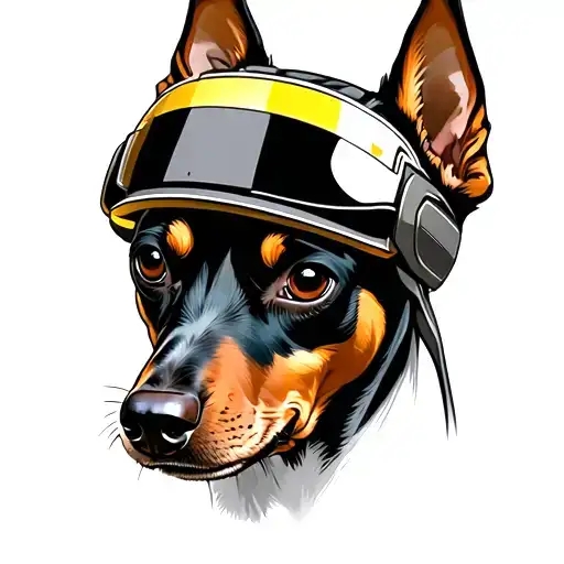 A Miniature Pinscher Dog Wearing A Geordi Laforge Visor