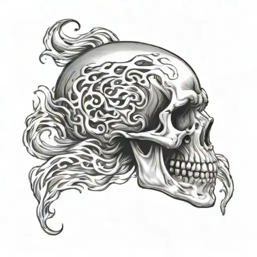 Skull An Flames Neck Side