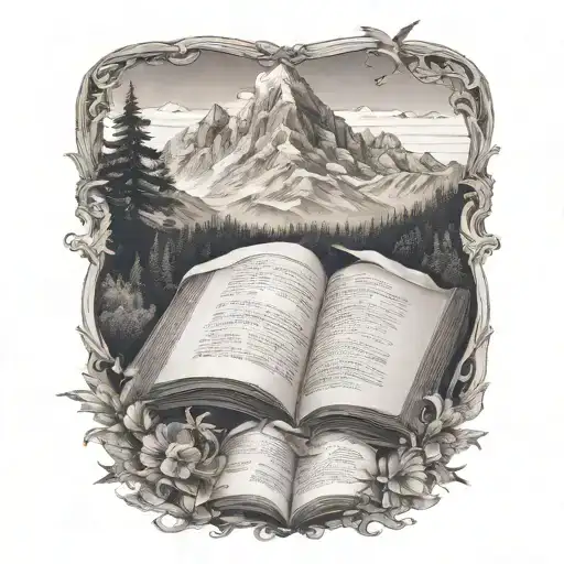 Fantasy Realm With Mountains And An Open Book