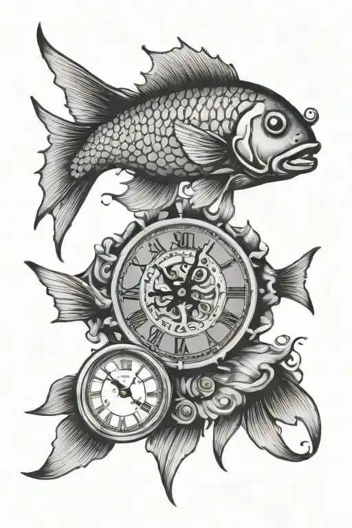 Benjamin Clock Face With Gemini Fish Swimming In The Face