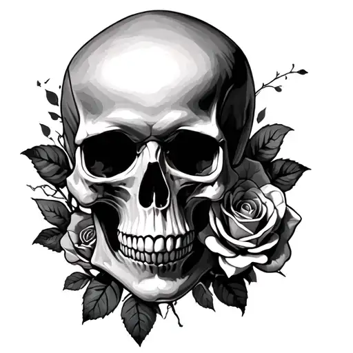 Skull Time And Roses