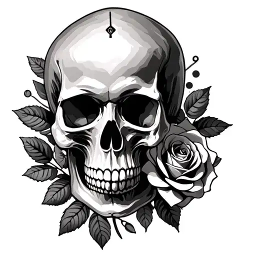 Skull Time And Roses