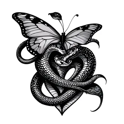 Snake And Butterfly Heart