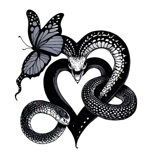 Snake And Butterfly Heart