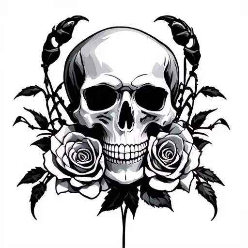 Skull Roses Scorpion Crawling