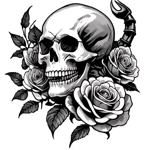 Skull Roses Scorpion Crawling