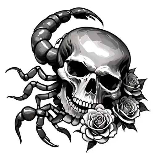 Skull Roses Scorpion Crawling