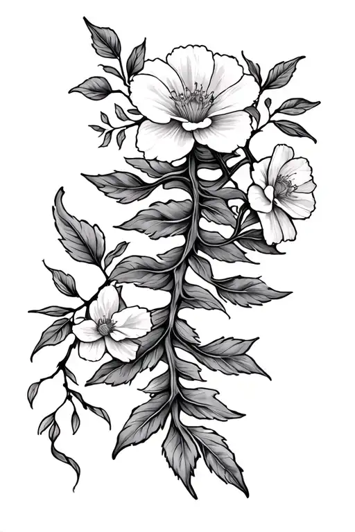 September Birth Flower Spine Tattoo Vine