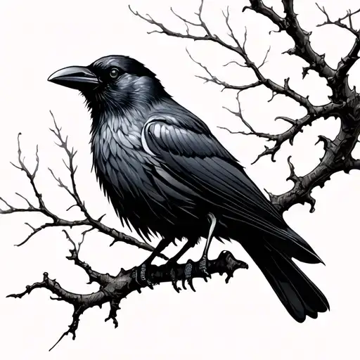 Crow And Tree Branches