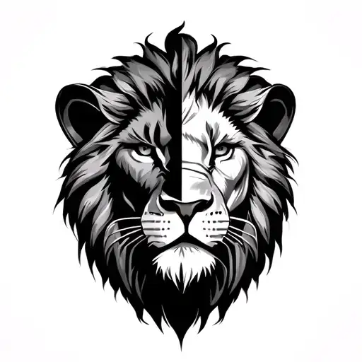 A Wild Lion With Half The Face Of A Gladiator