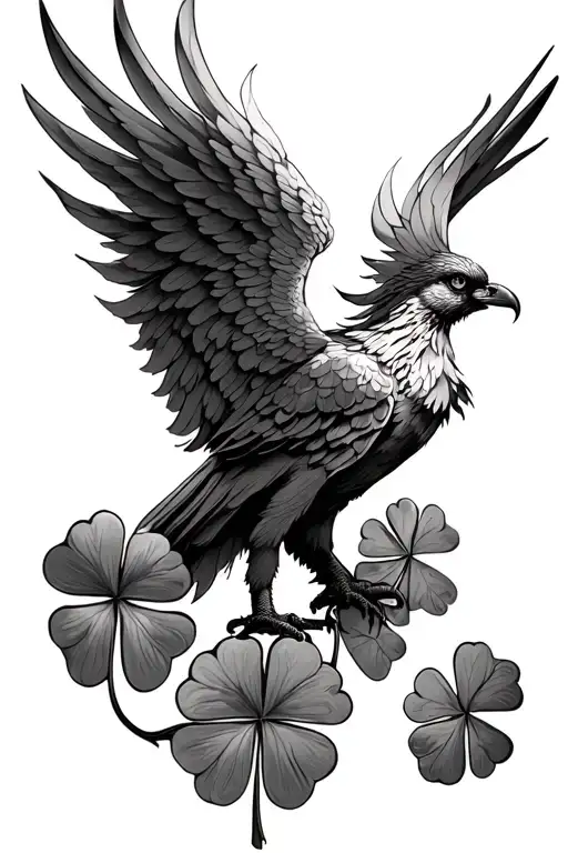 Phoenix Rising With 4 Leaf Clover