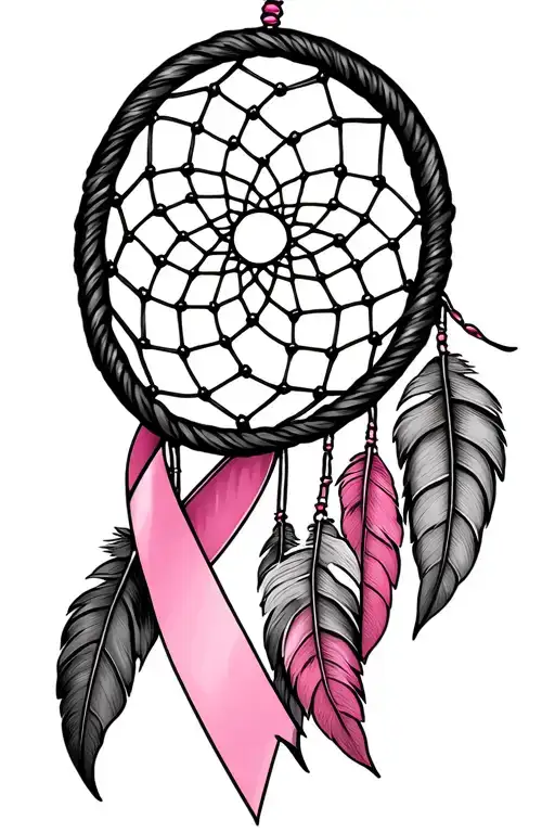 Dreamcatcher Intertwined Breast Cancer Awareness Ribbon