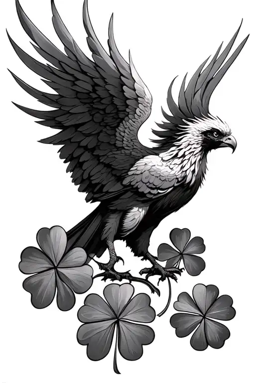 Phoenix Rising With 4 Leaf Clover