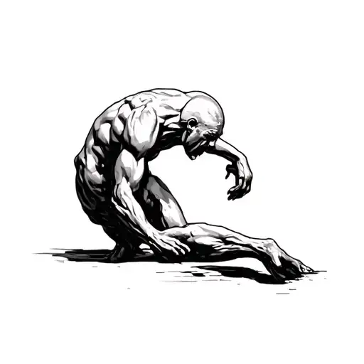 Sisyphus Struggle In Fine Line Realism