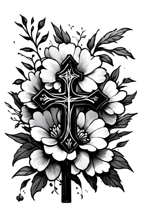 Cross With Biblical Flowers