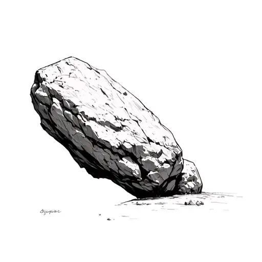 Sisyphus's Struggle And The Boulder In Fine Line Realism