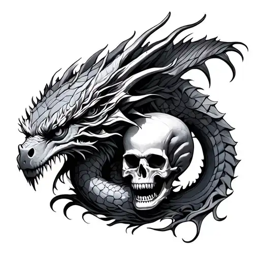 Dragon And Skulls