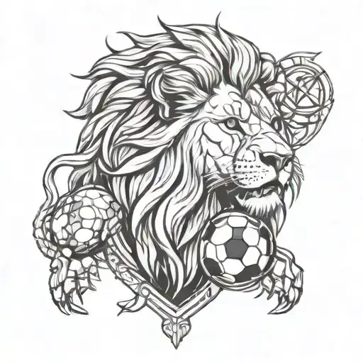 Lion Head And Soccer
