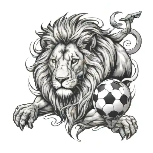 Lion Head And Soccer And Daugther