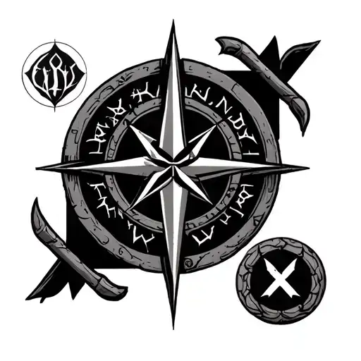 Viking Runes With Viking Compass